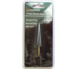 Сверло ступенчатое в блистере (3-14 мм; HSS 4241) Forsage F-44738 49820 