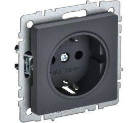 1-местная розетка IEK Brite рс14-1-0-брг с заземлением, с защитными шторками, 16А, графит BR-R14-16-K53 