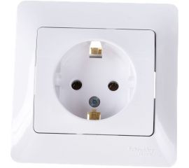Одноместная розетка Schneider Electric СП Glossa 16А с заземлением, в сборе, белая GSL000142 