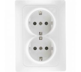 Механизм 2-ой розетки GUSI Electric GUSI Bravo с заземлением с защитными шторками, скрытая установка, 16А, 250В. Цвет белый C10Р6-001 