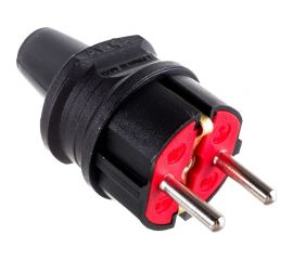 Прямая вилка AY-KA 16А 250В с заземлением, черный 7911500 