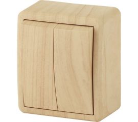 Двойной выключатель ЭРА 11-1204-11 10АХ-250В, IP20, ОУ, Эксперт, сосна Б0020665 