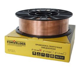 Проволока сварочная Св-08Г2С-О 0.8 мм, 5 кг, D200 Fonwelder 194 
