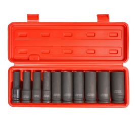 Набор головок ударных 10 шт, 10-24 мм, 78 мм, 1/2"", пластиковый кейс Airline ATAS048 