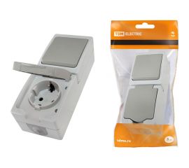 Комбинированный вертикальный блок TDM выключатель+розетка Вуокса SQ1803-0011 