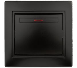 Выключатель Intro Plano 1-102-05 одноклавишный с подсветкой, 10А-250В, IP20, СУ, антрацит, Б0053734 