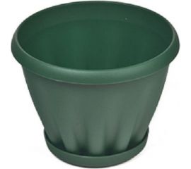 Горшок с поддоном Материя Пластика Знатный темно-зеленый, диам. 225 мм, 3.9 л 044174 