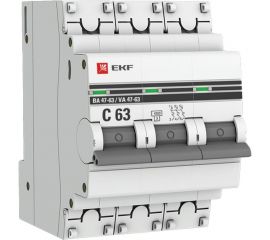 Автоматический выключатель EKF ВА47-63 3P 20А (С) 4.5кА PROxima mcb4763-3-20C-pro 