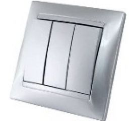 Трехклавишный выключатель TDM серебристый металлик Лама SQ1815-0203 