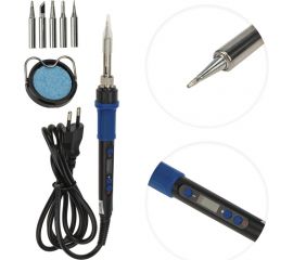 Паяльник REXANT с регулировкой температуры и дисплеем, подставка, 5 жал, керамический 65 вт 12-0621 
