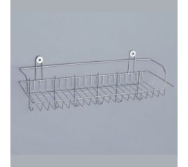 Полка с крючками Доляна 42х15х16 см, хром 673821 