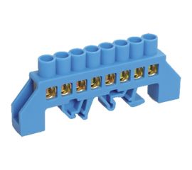 Нулевая N шина в комбинированном синем изоляторе на DIN-рейку REXANT 8x12 мм 8 групп 11-2314 