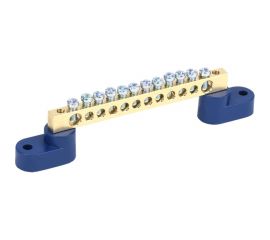 Нулевая N шина на двух угловых синих изоляторах REXANT 6х9 мм 12 групп 11-2328 