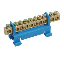 Нулевая N шина с синим изолятором тип Стойка на DIN-рейку REXANT 6x9 мм 10 групп 11-2354 