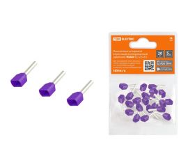 Штыревой втулочный изолированный наконечник TDM двойной НШвИ 2 2,5х10 20шт SQ0568-0055 