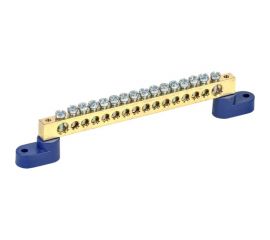 Нулевая N шина на двух угловых синих изоляторах REXANT 8х12 мм 16 групп 11-2337 