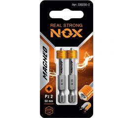 Бита с магнитной насадкой MAGNEO (2 шт; Pz2х50 мм; карта; Е6.3) NOX 330250-2 