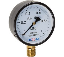 Манометр ЭКО-М Экомера МД02-100 мм 0..1 МПа G1\2 (Эконом) МД02-100-G-1МПа-ЭИ 