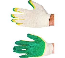 Хлопковые перчатки с двойным латексным покрытием ладони Airline зеленые, 5 пар AWG-C-09 