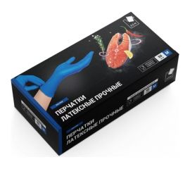 Латексные прочные перчатки Komfi High Risk 26 г, синие, M, 250 пар 121809 
