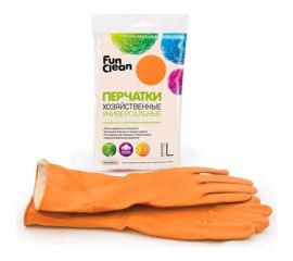 Хозяйственные универсальные перчатки Fun Clean оранжевые, р. L 6486 