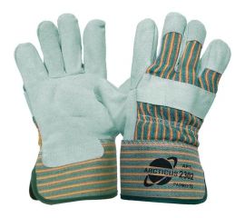 Комбинированные перчатки ARCTICUS серые, спилок КРС ВС кл, х/б подкладка, крага 2302-113 