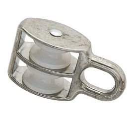 Двойной блок для троса Fixbox 40 мм белый цинк 1 шт 251660 