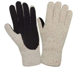 Шерстяные утепленные перчатки АЙСЕР Тинсулейт со спилковыми накладками пер701 