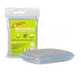 Мочалка для эмали и тефлона Золушка в фольгированной оплетке, 1 шт. 10648 