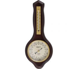 Настенный бесшумный барометр-термометр Apeyron темное дерево гевеи, 33.5x13.6см, с плавным ходом WD2207-983-9 