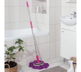 Швабра с отжимом Доляна Плетенка насадка из микрофибры, стальной черенок 120 см, цвет микс 839342 