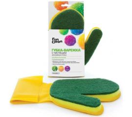 Губка-варежка с чистящим абразивным слоем Fun Clean (латекс+поролон+абразив) 6488 