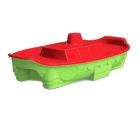 Песочница-бассейн Doloni Корабль с крышкой, красно-салатовая, 71.5х138 см 03355/3 