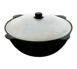 Чугунный казан Davr Metall Узбекский 10 л, круглое дно, с алюминиевой крышкой КазУз10ЛК 