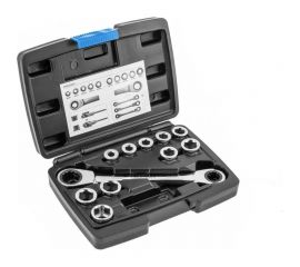 Накидной ключ HOEGERT TECHNIK с трещотками, 11 насадок HT1R490 