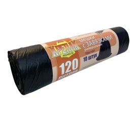 Мешки для мусора с завязками 120 л, 10 шт Крепак 10320 