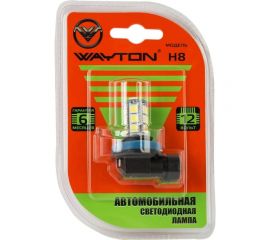 Автомобильная лампа WAYTON H8-18SMD, ПТФ/ДХО, 5000 K, 12 В, блистер, 1 шт. 1109029 