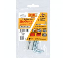 Универсальный дюбель Tecfi VZ нейлон 10x60 с шурупом-крюк 2 шт - пакет 147457 