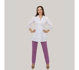 Медицинский женский костюм Tekca Line Эконом, белый/темно-розовый, р.52-54, рост 170-176 2000000202167 