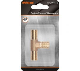 Тройник Т елочка 12 мм, латунь, в блистере AV Steel AV-700341B блистер 