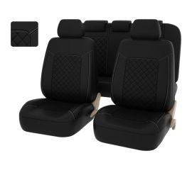 Чехлы PSV Elegant Next Черный отстрочка белая ромб + экокожа 128826 