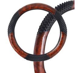 Оплетка SKYWAY Wood-3 M Черно/Коричневая экокожа S01102057 