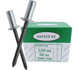 Вытяжная глухая (закрытая) заклепка SORREX алюминий/сталь, 3.2х8, 100 шт. ASD 32800 CE 100 