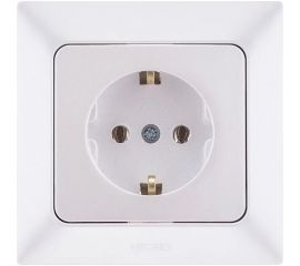 Розетка NE-AD с заземлением, керамика, 16А, 250В, Aras, Белый жемчуг, 93-126-08-P 