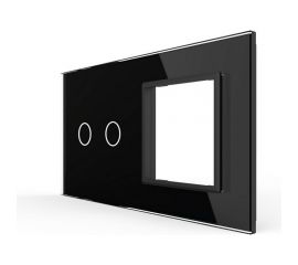 Панель для сенсорного выключателя и розетки LIVOLO 2 клавиши, цвет черный, стекло BB-C7-C2/SR-12 