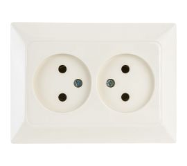 Розетка NE-AD 2-гнезда без заземления, керамика, 16А, 250В, Aras, Крем, 93-111-75-P 