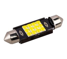 Автолампа SKYWAY диод T11(C5W) 12V 12SMD диодов 1-конт 41мм, белая салон S08201492 