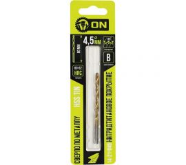 Сверло по металлу HSS TIN 4.5x80 мм, нитридтитановое покрытие On 14-21-045 