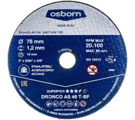 Отрезной диск по металлу Superior AS46T Mini (76х1.2х10 мм) DRONCO 6407634100 