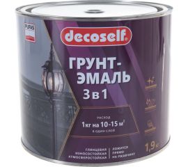 Грунт-эмаль 3 в 1 Пуфас черная глянц. Decoself 1,9кг тов-200095 
